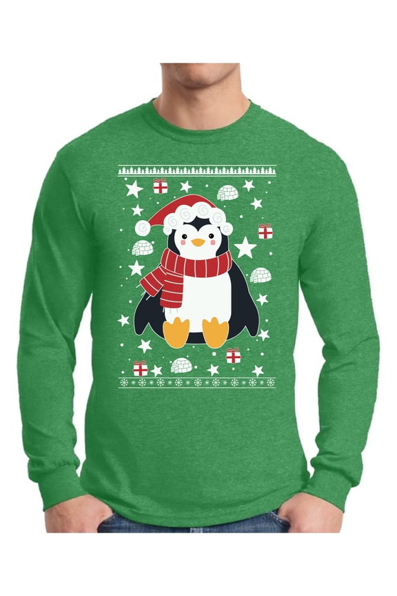 Xmas Penguin Christmas Sweater Long Sleeve T-shirt For Men