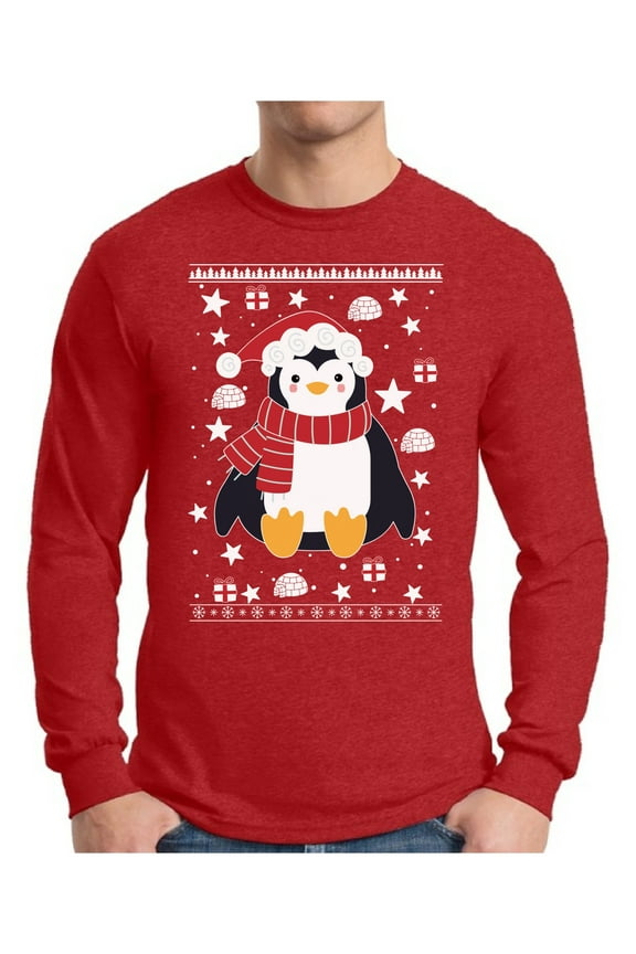 Xmas Penguin Christmas Sweater Long Sleeve T-shirt For Men