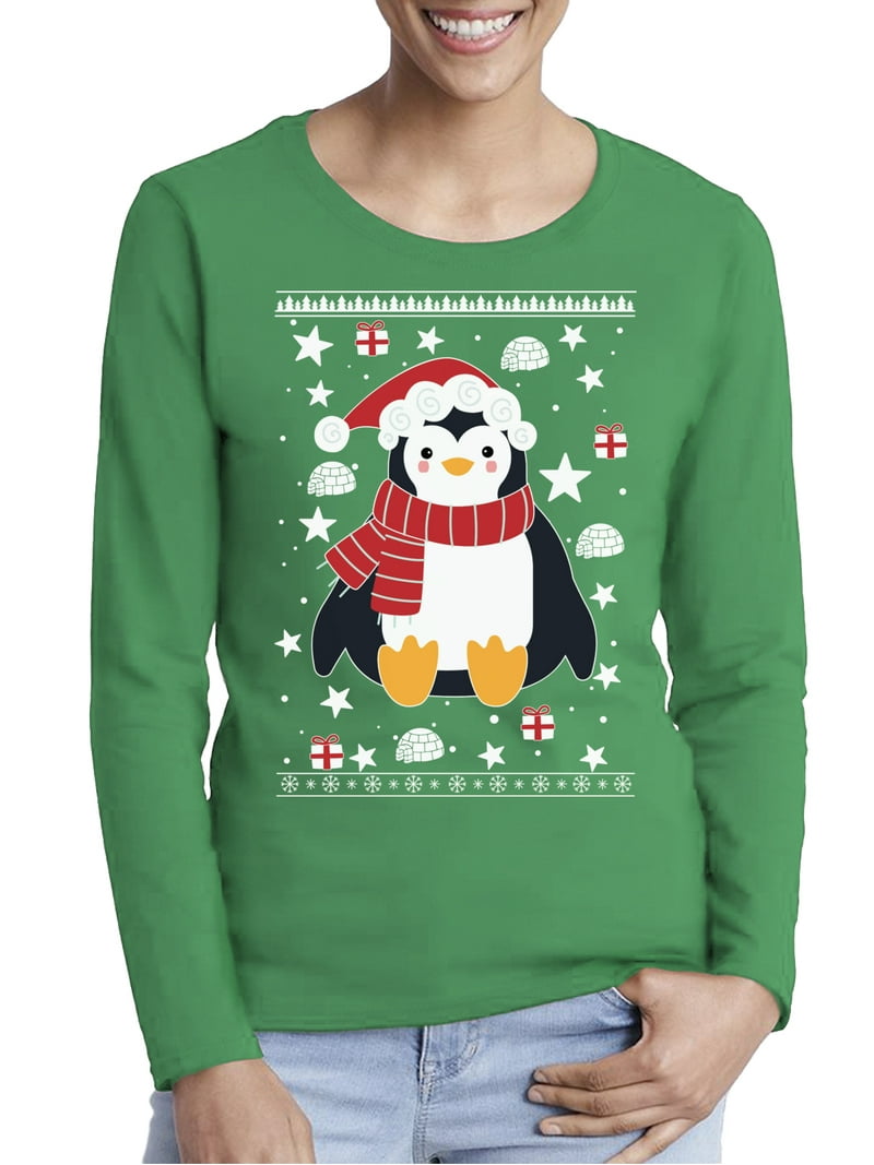Awkward Styles Xmas Penguin Ugly Christmas Sweater Long Sleeve T