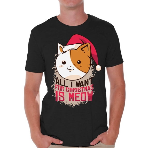 Awkward Styles Xmas Shirts for Men All I Want for Christmas is Meow T-Shirt