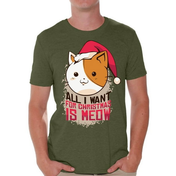 Awkward Styles Xmas Shirts for Men All I Want for Christmas is Meow T-Shirt