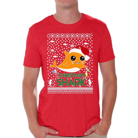Awkward Styles Xmas Shirts for Men Christmas Cute Shark T-Shirt