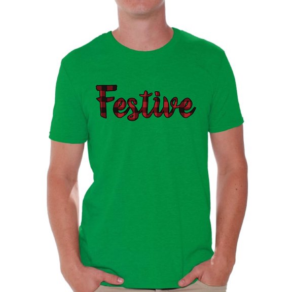 Awkward Styles Xmas Shirts for Men Christmas Festive Plaid T-Shirt