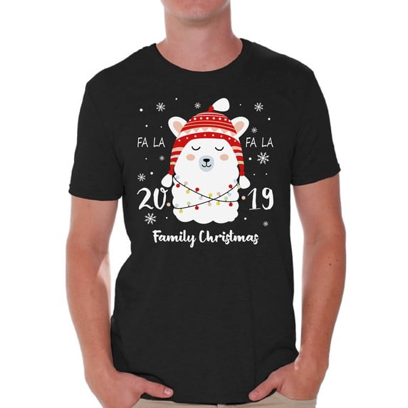 Awkward Styles Xmas Shirts for Men Christmas Llama T-Shirt