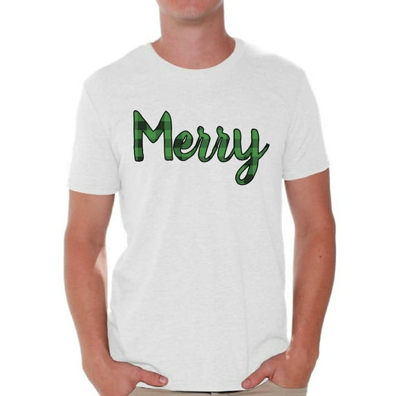 Awkward Styles Xmas Shirts for Men Christmas Merry Xmas Plaid T-Shirt