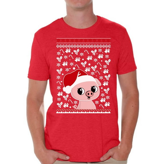 Awkward Styles Xmas Shirts for Men Christmas Piggy T-Shirt