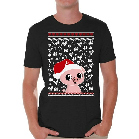 Awkward Styles Xmas Shirts for Men Christmas Piggy T-Shirt