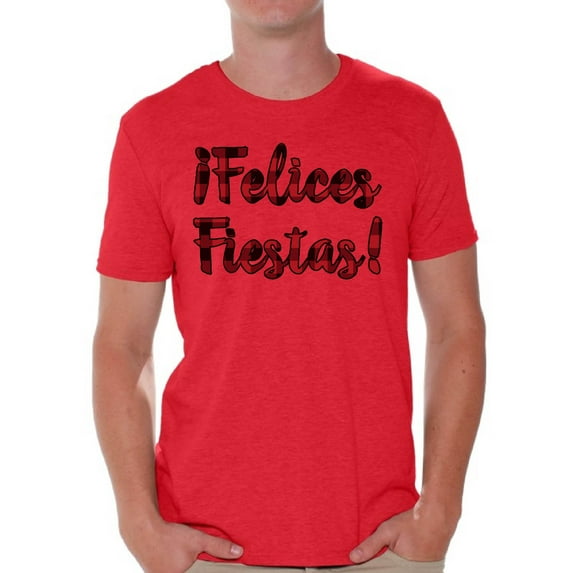 Awkward Styles Xmas Shirts for Men Christmas Plaid Felices Fiestas T-Shirt