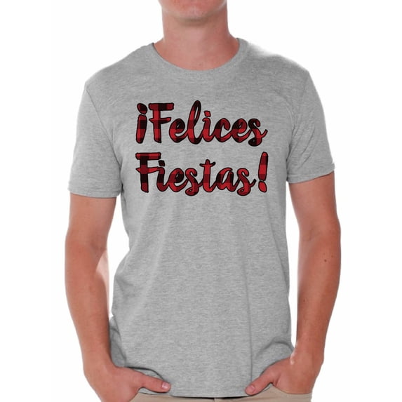 Awkward Styles Xmas Shirts for Men Christmas Plaid Felices Fiestas T-Shirt