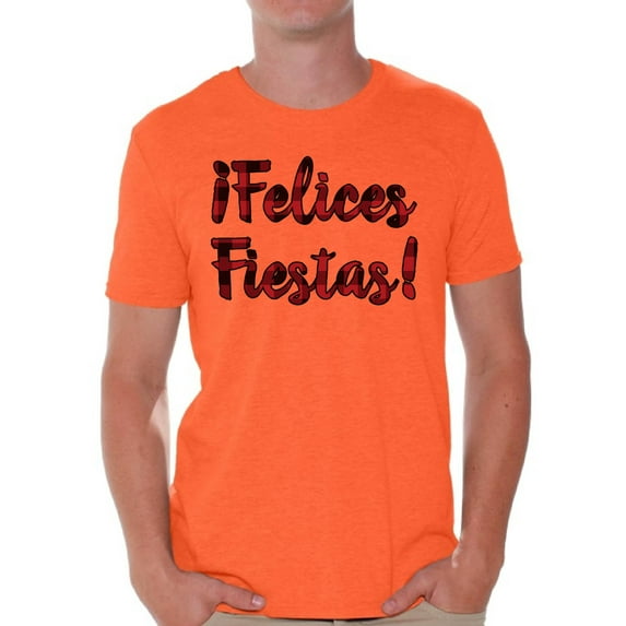 Awkward Styles Xmas Shirts for Men Christmas Plaid Felices Fiestas T-Shirt