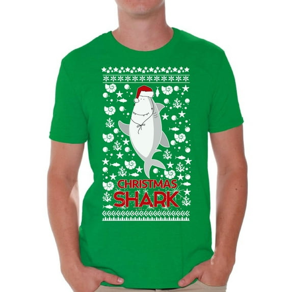 Awkward Styles Xmas Shirts for Men Christmas Shark in Hat T-Shirt