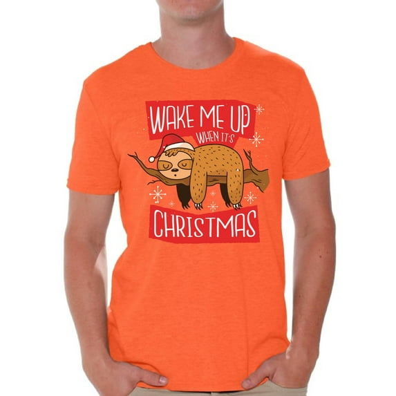 Awkward Styles Xmas Shirts for Men Wake Me Up When It's Christmas Sloth T-Shirt