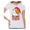 thumbnail image 1 of Awkward Styles Xmas Shirts for Women All I Want for Christmas is Meow T-Shirt, 1 of 4