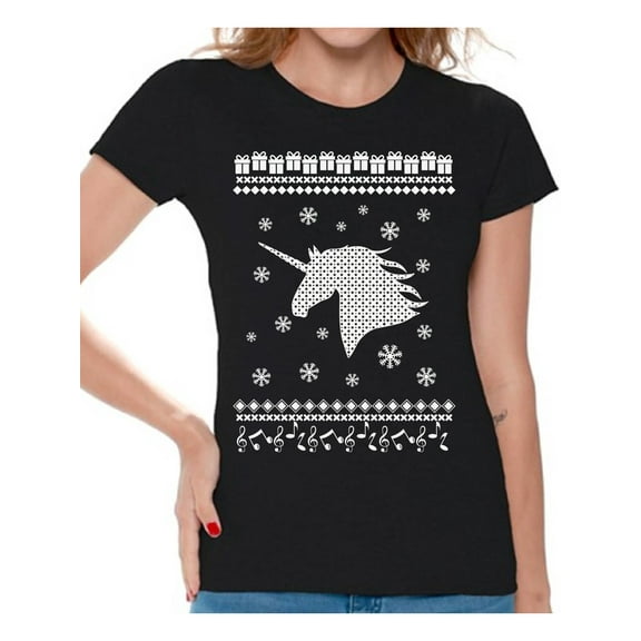 Awkward Styles Xmas Shirts for Women Christmas Unicorn T-Shirt