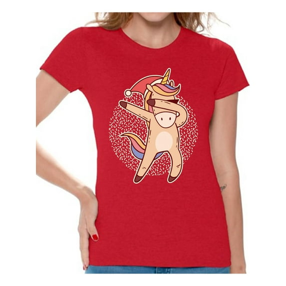 Awkward Styles Xmas Shirts for Women Christmas Unicorn T-Shirt