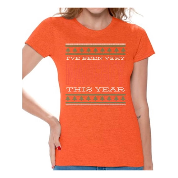 Awkward Styles Xmas Shirts for Women I've Been Very Naughty This Year Christmas T-Shirt