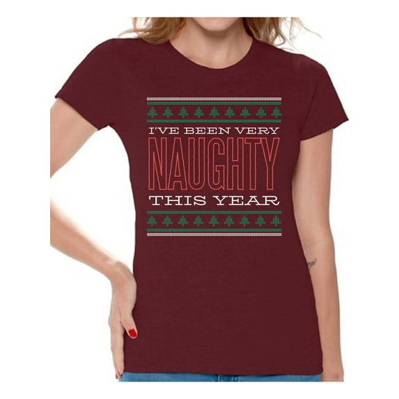 Awkward Styles Xmas Shirts for Women I've Been Very Naughty This Year Christmas T-Shirt