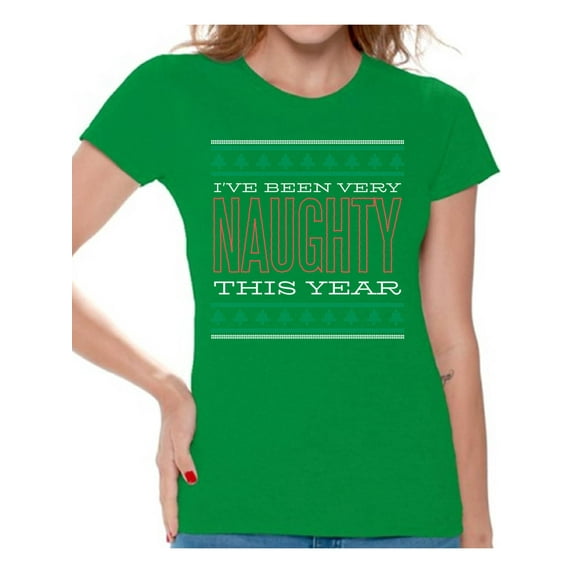 Awkward Styles Xmas Shirts for Women I've Been Very Naughty This Year Christmas T-Shirt