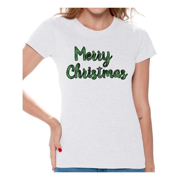 Awkward Styles Xmas Shirts for Women Plaid Merry Christmas T-Shirt