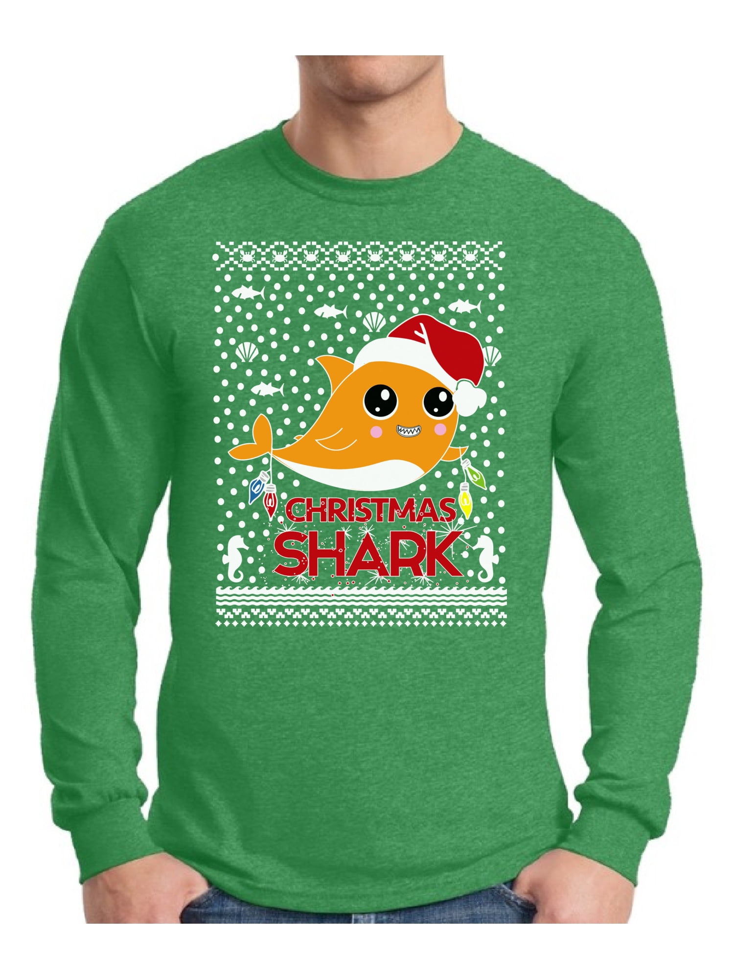 Awkward Styles Xmas Smiling Shark Christmas Sweater Long Sleeve T-shirt ...
