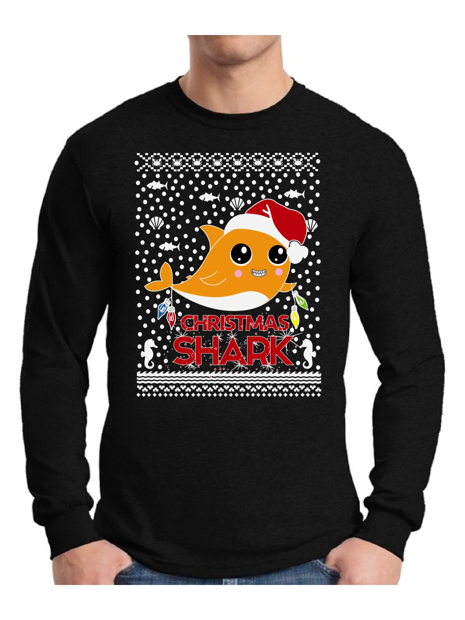 Awkward Styles Xmas Smiling Shark Christmas Sweater Long Sleeve T-shirt ...