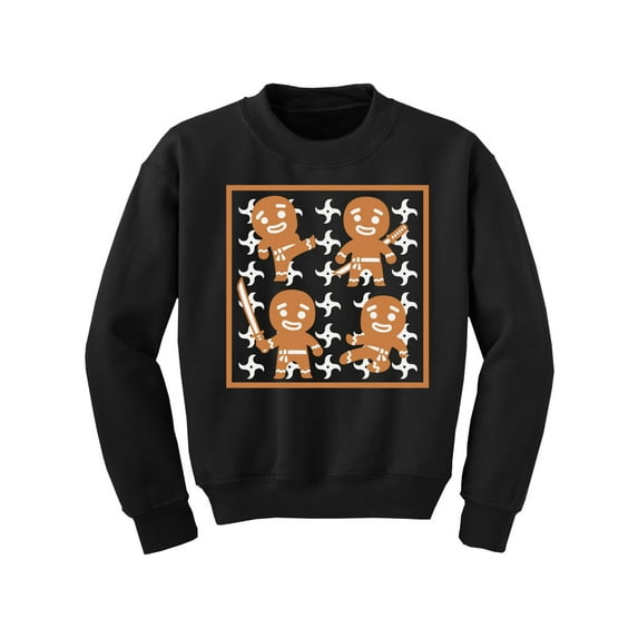 Awkward Styles Xmas Sweater for Girls Boys Kids Youth Gingerbread Ninja Christmas Pattern Sweatshirt