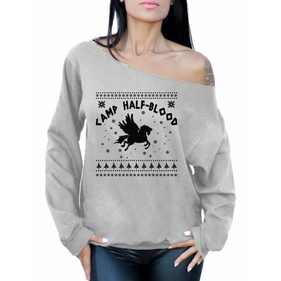 Awkward Styles Xmas Sweatshirt Off Shoulder Christmas Camp Half Blood Sweater