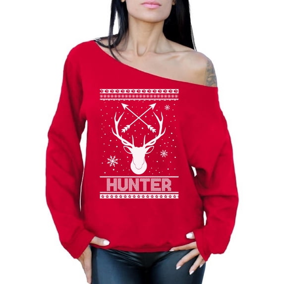 Awkward Styles Xmas Sweatshirt Off Shoulder Christmas Hunter Sweater