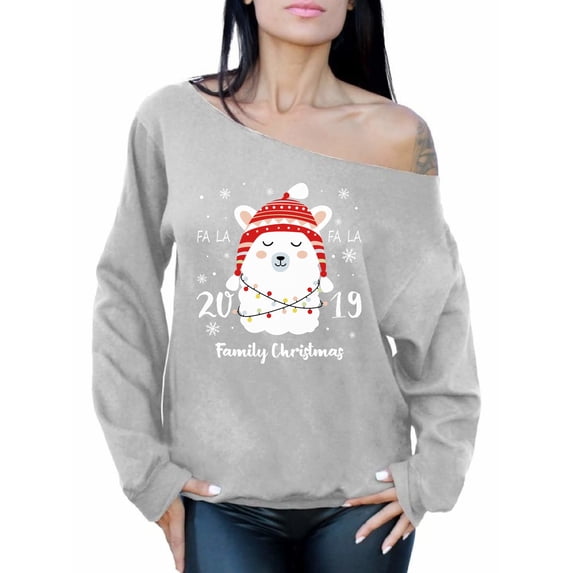 Awkward Styles Xmas Sweatshirt Off Shoulder Christmas Llama Sweater