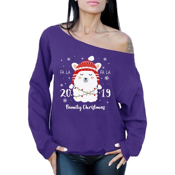 Awkward Styles Xmas Sweatshirt Off Shoulder Christmas Llama Sweater