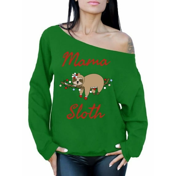Awkward Styles Xmas Sweatshirt Off Shoulder Christmas Mama Sloth Sweater