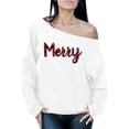 thumbnail image 1 of Awkward Styles Xmas Sweatshirt Off Shoulder Christmas Merry Plaid Sweater, 1 of 4