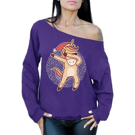 Awkward Styles Xmas Sweatshirt Off Shoulder Christmas Unicorn Sweater