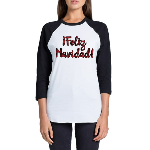 Awkward Styles Xmas T-Shirt Christmas Feliz Navidad Plaid Raglan Shirt Unisex