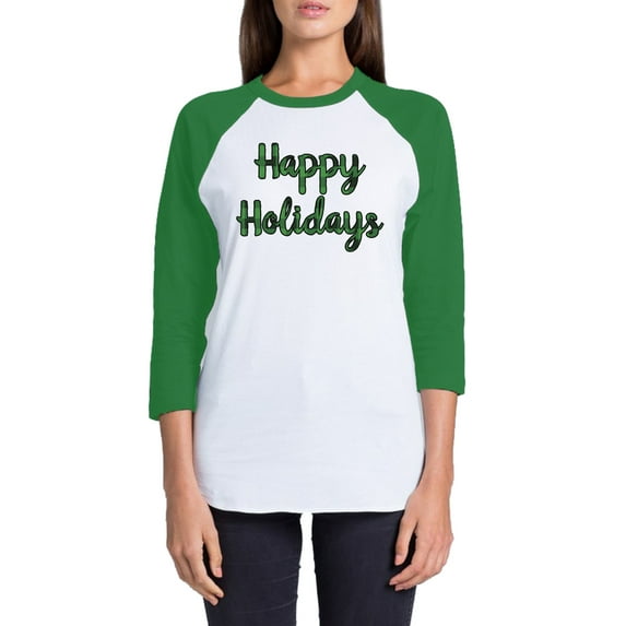 Awkward Styles Xmas T-Shirt Christmas Happy Holidays Plaid Raglan Shirt Unisex