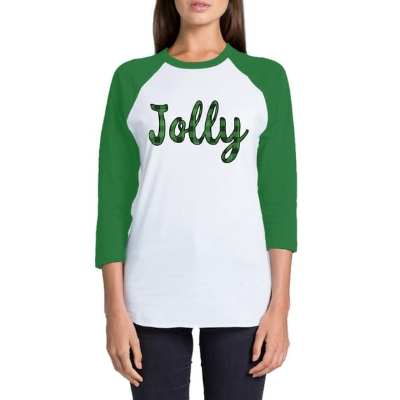 Awkward Styles Xmas T-Shirt Christmas Jolly Plaid Raglan Shirt Unisex