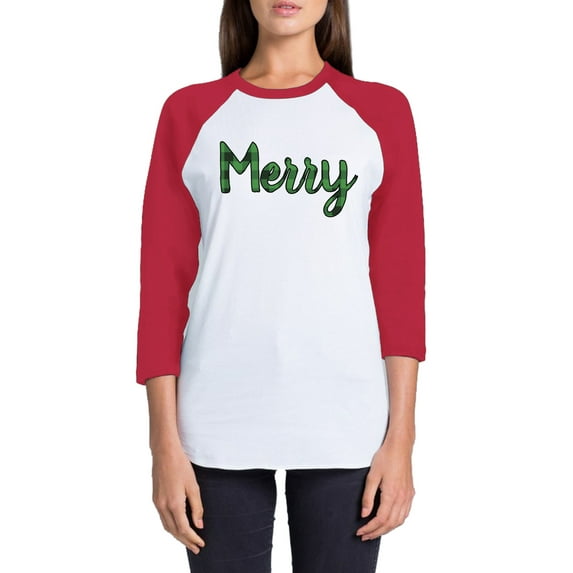 Awkward Styles Xmas T-Shirt Christmas Mery Plaid Raglan Shirt Unisex