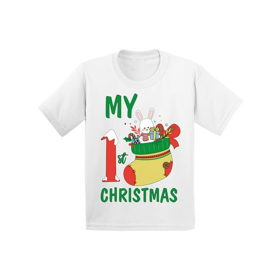 Awkward Styles Xmas T-Shirt for Baby Boys Girls My First Christmas Stocking Toddler Shirt