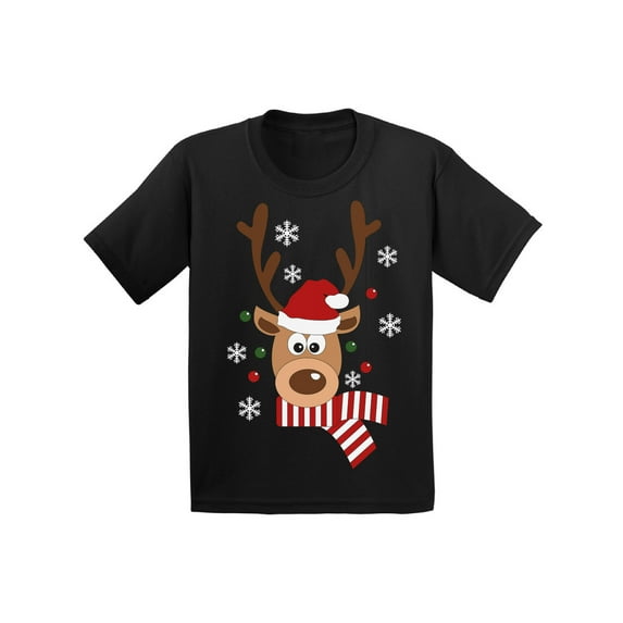 Awkward Styles Xmas T-Shirt for Baby Girls Boys Deer in Red Xmas Hat Baby Shirt
