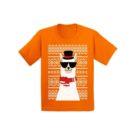 Awkward Styles Xmas T-Shirt for Boys Girls Christmas Llama Kids T Shirts