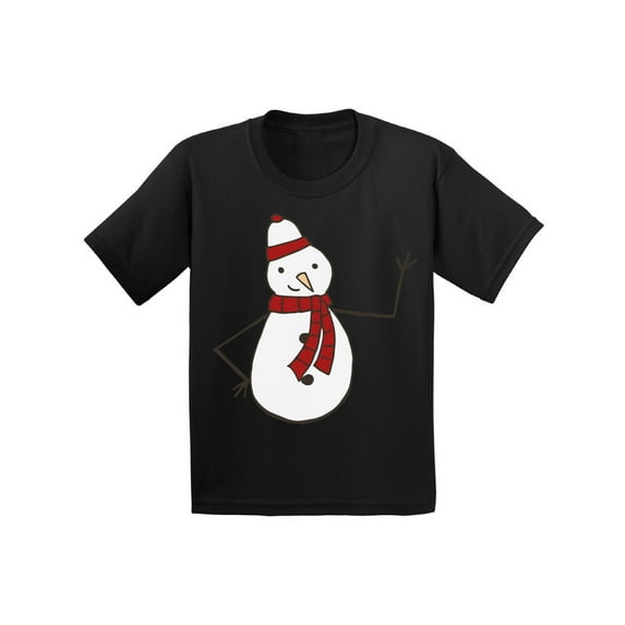 Awkward Styles Xmas T-Shirt for Boys Girls Christmas Snowman Sketch Toddler Shirt