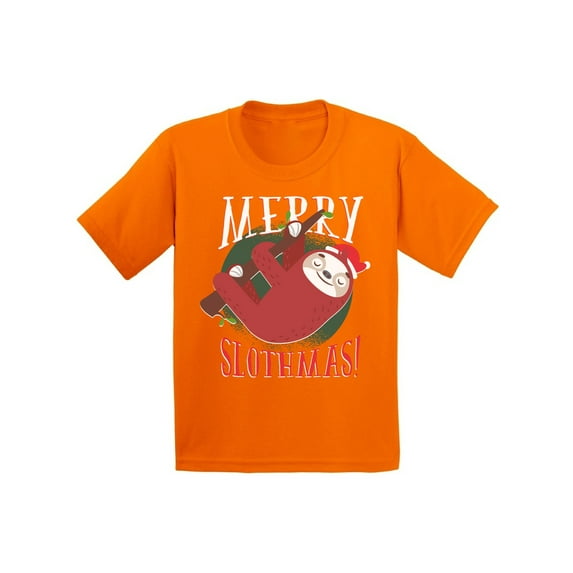 Awkward Styles Xmas T-Shirt for Boys Girls Merry Slothmas Christmas Kids T Shirts