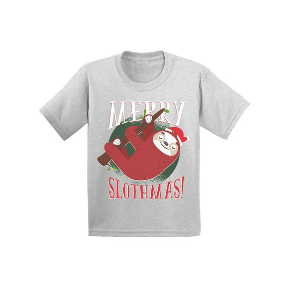 Awkward Styles Xmas T-Shirt for Boys Girls Merry Slothmas Christmas Toddler Shirt