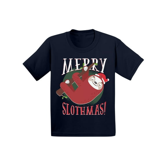 Awkward Styles Xmas T-Shirt for Boys Girls Merry Slothmas Christmas Toddler Shirt