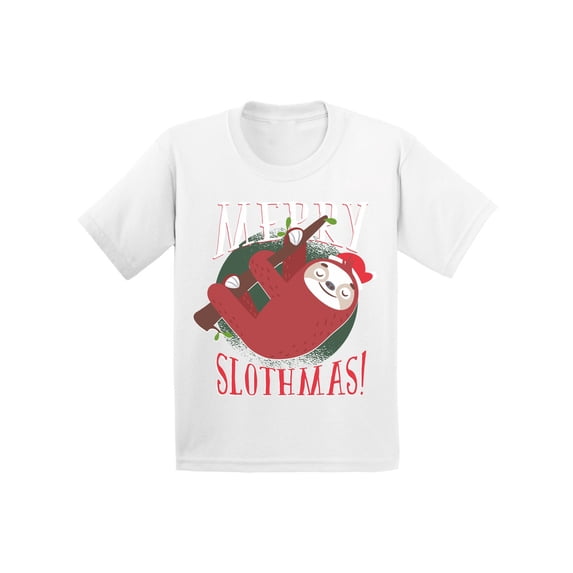 Awkward Styles Xmas T-Shirt for Boys Girls Merry Slothmas Christmas Toddler Shirt
