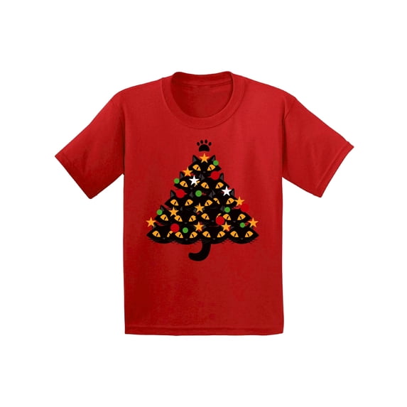 Awkward Styles Xmas T-Shirt for Girls Boys Cats Christmas Tree Kids T Shirts