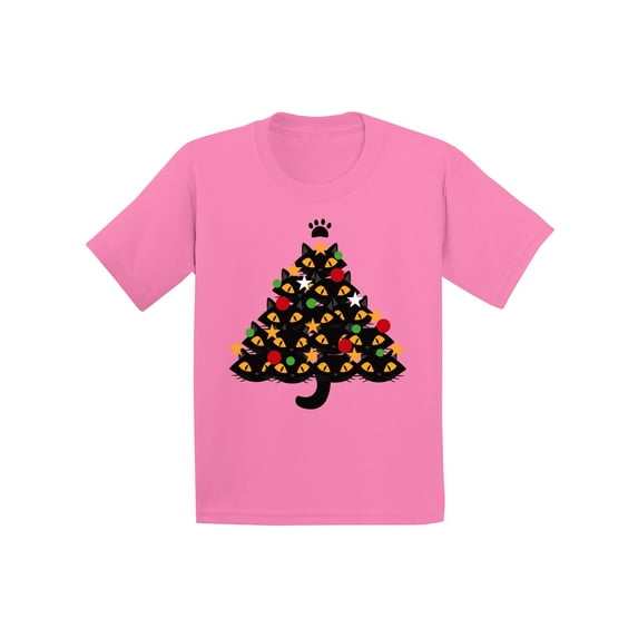 Awkward Styles Xmas T-Shirt for Girls Boys Cats Christmas Tree Kids T Shirts