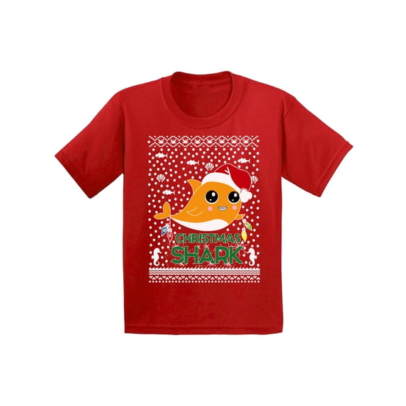 Awkward Styles Xmas T-Shirt for Girls Boys Cute Christmas Shark Kids T Shirts