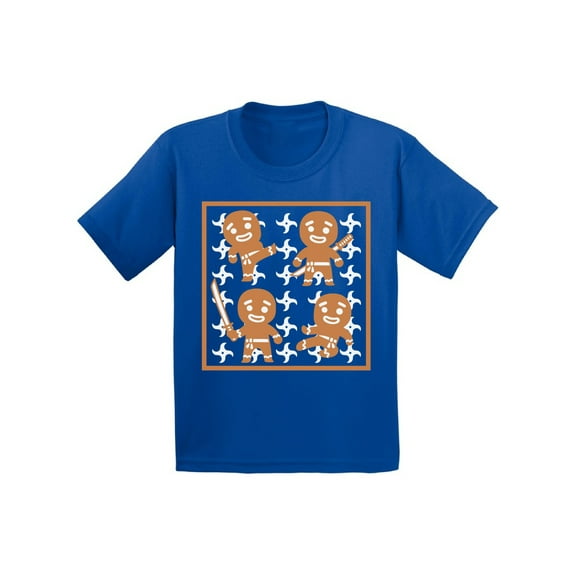 Awkward Styles Xmas T-Shirt for Girls Boys Gingerbread Ninja Christmas Pattern Toddler Shirt