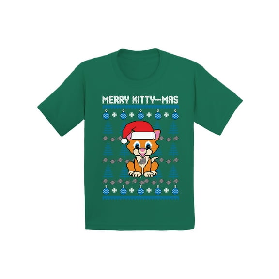 Awkward Styles Xmas T-Shirt for Girls Boys Merry Christmas Kittymas Toddler Shirt